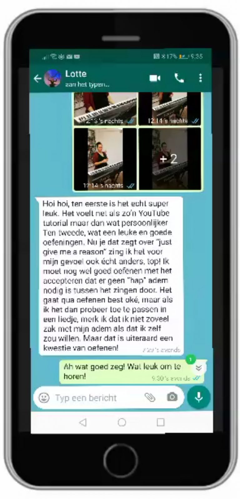 WhatsApp zangles testimonial Lotte
